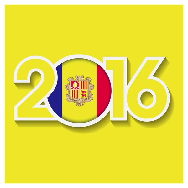 2016 év Andorra zászló — Stock Vector