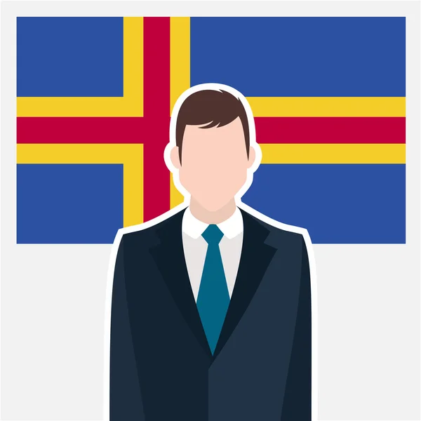 Affärsman med Åland flagga — Stock vektor