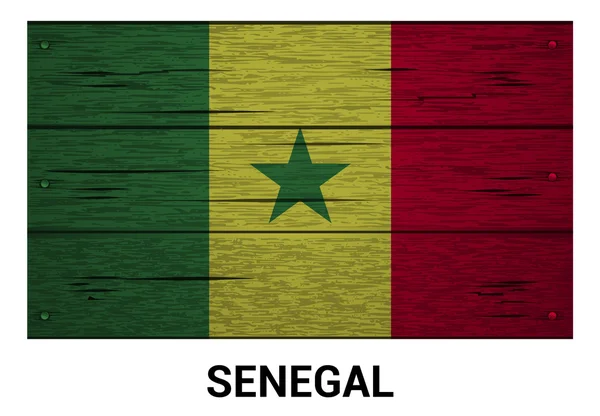 木材にセネガルの旗 — ストックベクタ