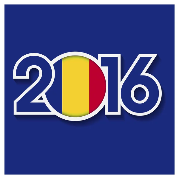 2016 année avec drapeau Roumanie — Image vectorielle