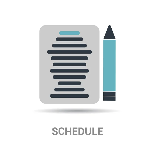 Icône horaire avec cahier et crayon — Image vectorielle