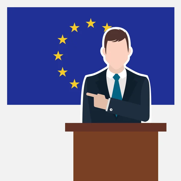 Hombre de negocios con bandera de la Unión Europea — Vector de stock