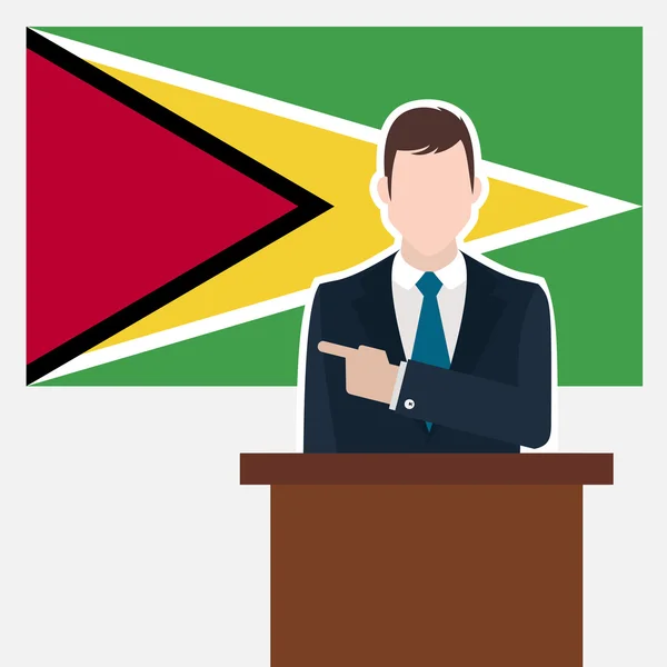 Homme d'affaires avec drapeau Guyana — Image vectorielle