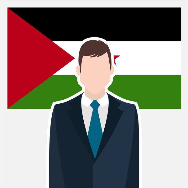 Sahrawi 共和国の国旗を持ったビジネスマン — ストックベクタ