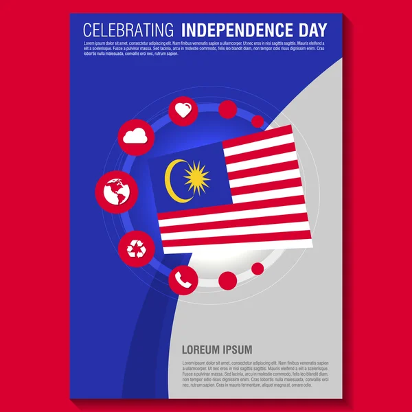 Brožura den nezávislosti Malajsie — Stockový vektor
