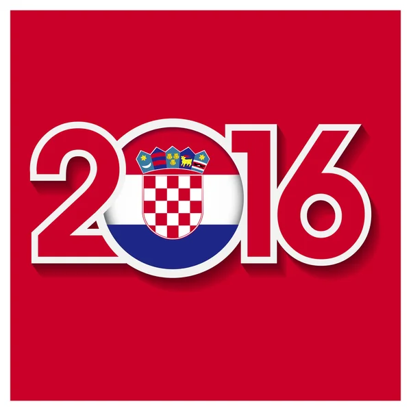 2016 Jahr mit kroatischer Flagge — Stockvektor