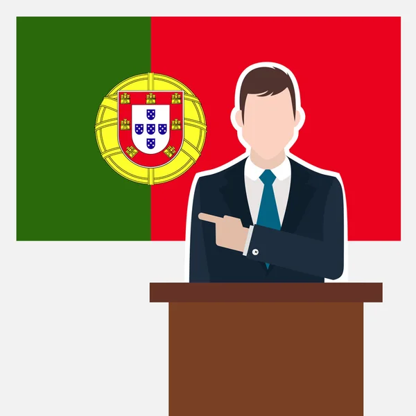 Επιχειρηματίας με τη σημαία της Πορτογαλίας — Διανυσματικό Αρχείο