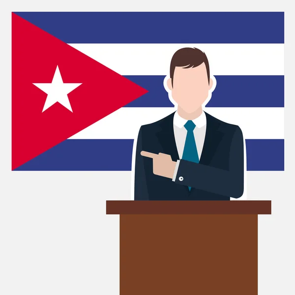 Uomo d'affari con bandiera cubana — Vettoriale Stock