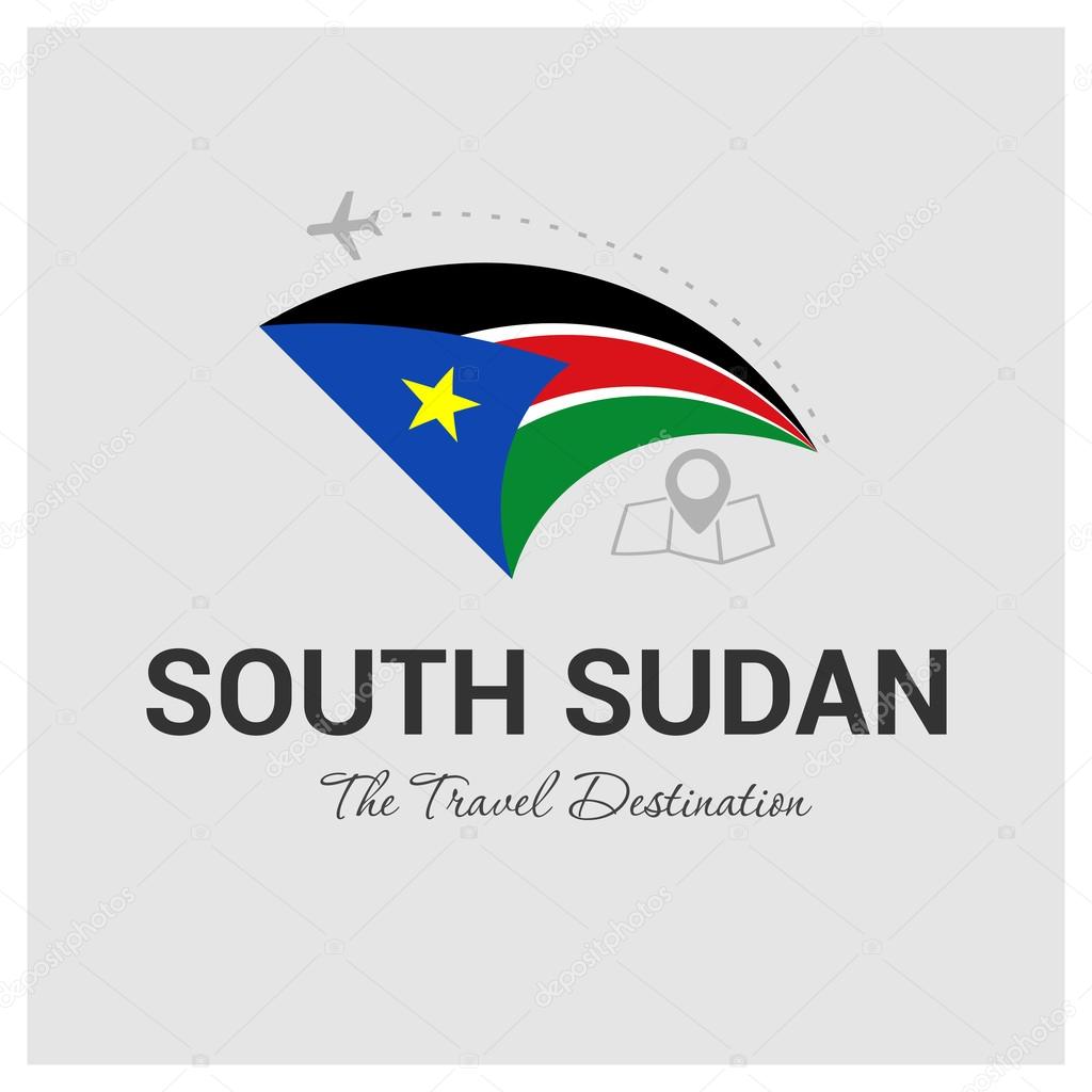 South Sudan Travel Destination logo - travel company logo design - Travel and Tourism concept with country flag - vector illustration