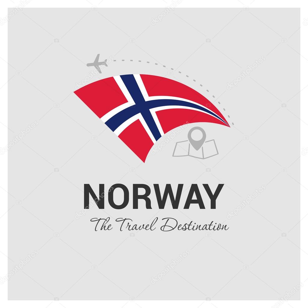 Norway Travel Destination logo - travel company logo design - Travel and Tourism concept with country flag - vector illustration