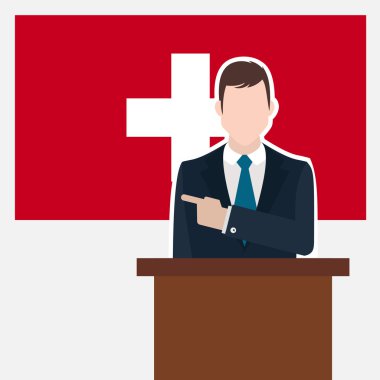 İsviçre bayrağı ile işadamı