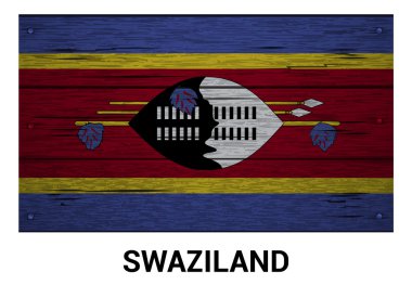 Svaziland bayrak ahşap üzerine