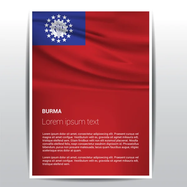 Birmânia bandeira Brochura modelo — Vetor de Stock