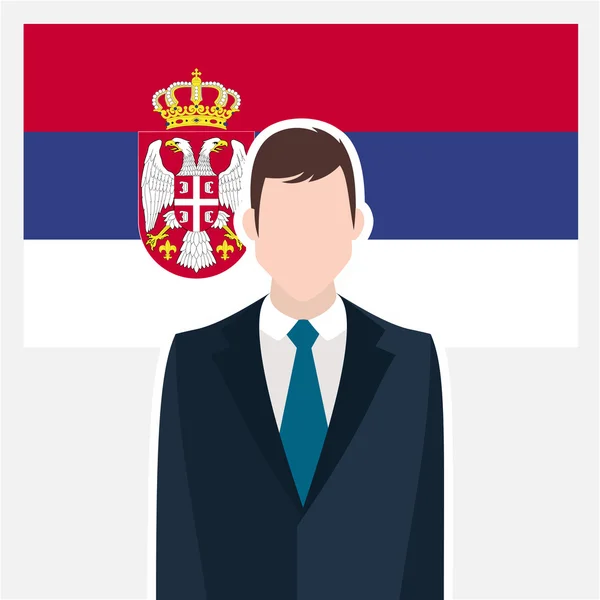 Işadamı ile Sırbistan bayrağı — Stok Vektör