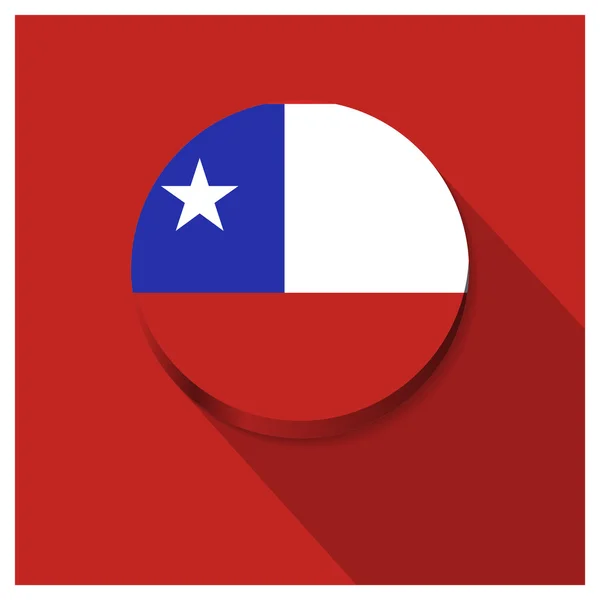 Dlouhý stín Chile vlajka tlačítko — Stockový vektor