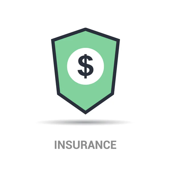 Icône d'assurance financière avec signe dollar — Image vectorielle