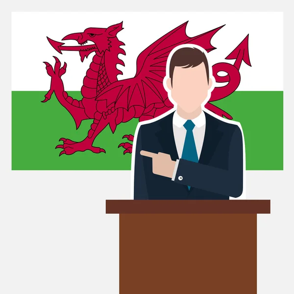 Geschäftsmann mit Wales-Fahne — Stockvektor