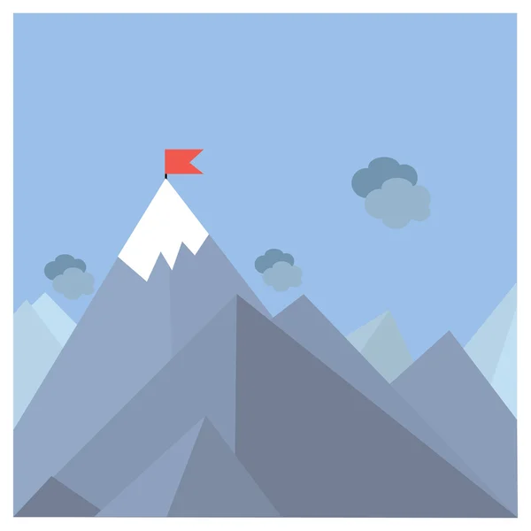 Flag on mountain. achievement concept — Stock Vector