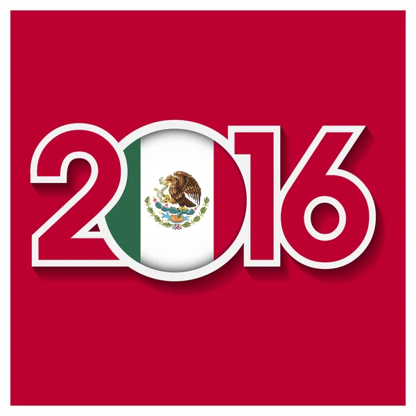2016 année avec drapeau mexicain — Image vectorielle
