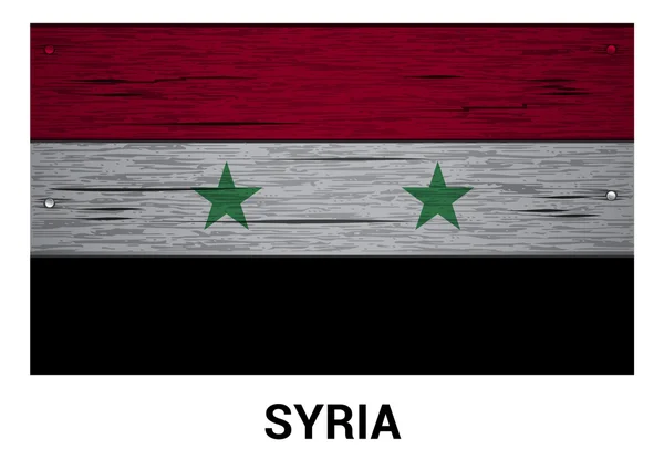 Syria Flagge auf Holz Textur Hintergrund — Stockvektor