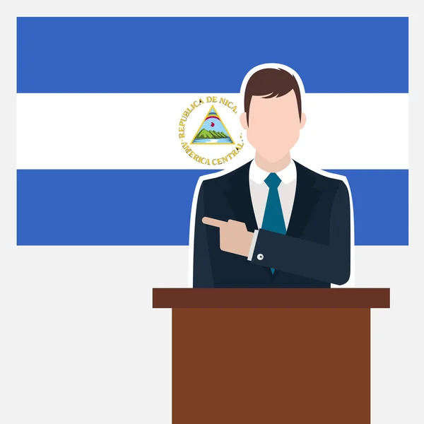 Homme d'affaires avec drapeau Nicaragua — Image vectorielle