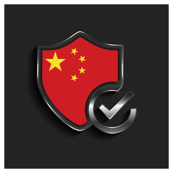 Ok security shield China flag — Stock Vector