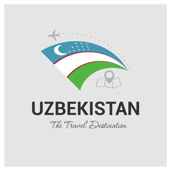 우즈베키스탄 여행 로고 — 스톡 벡터