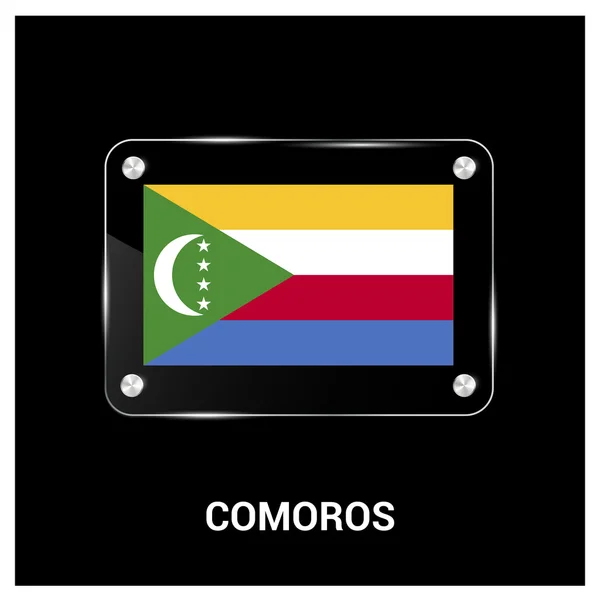 Placa de vidrio bandera de Comoras — Vector de stock