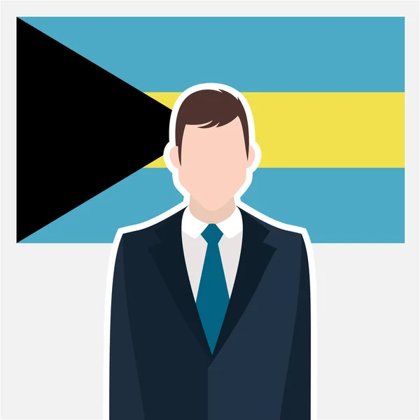 Homme d'affaires avec le drapeau des Bahamas — Image vectorielle