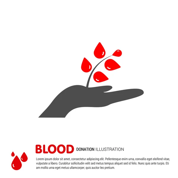 Man hand holding donate blood plant. — Stock Vector