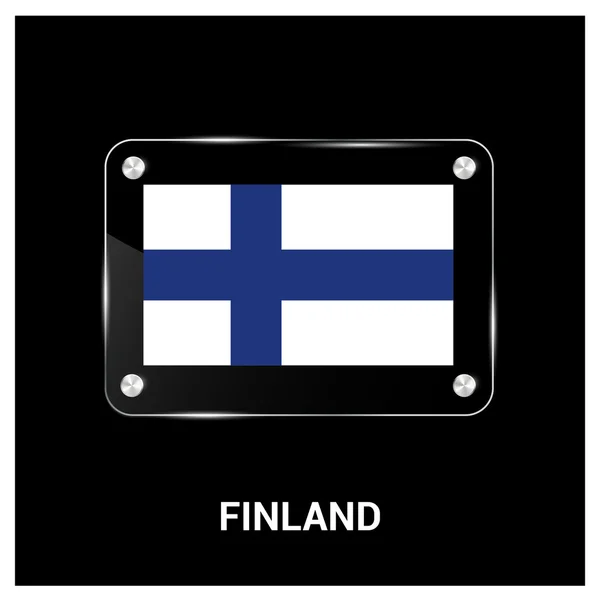 Finlande plaque de verre drapeau — Image vectorielle