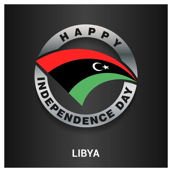 Distintivo giorno indipendenza Libia — Vettoriale Stock