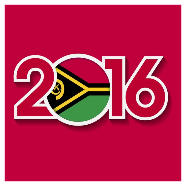 2016 année avec drapeau Vanuatu — Image vectorielle