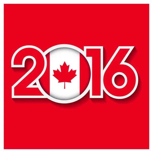 2016 año con bandera de Canadá — Vector de stock