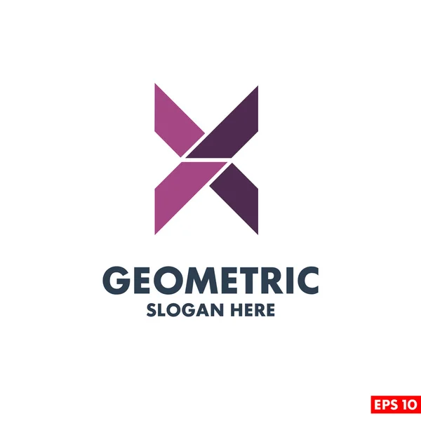 X Carta Logotipo geométrico — Vetor de Stock