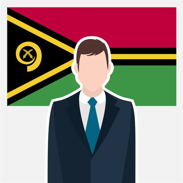 Homme d'affaires avec drapeau Vanuatu — Image vectorielle