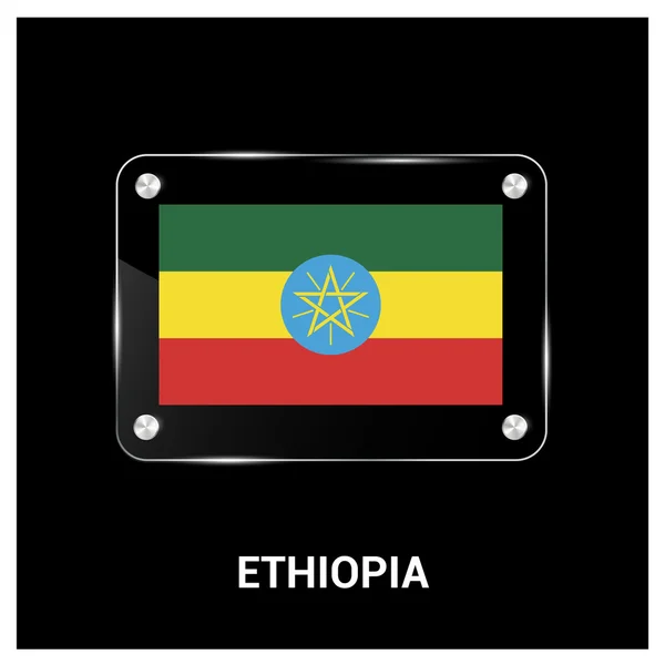 Ethiopia Flag glass plate — Stock Vector