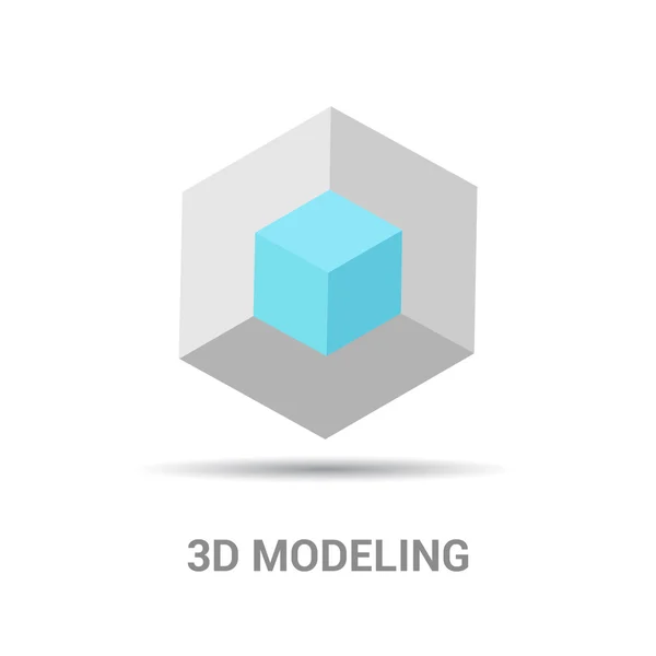 3D-Modellierung flaches Symbol — Stockvektor