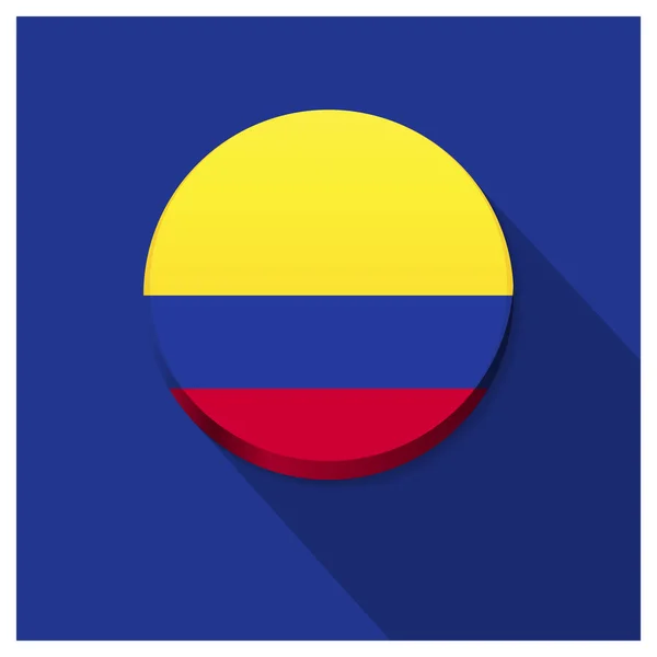 Długi cień Kolumbia flaga przycisk — Wektor stockowy