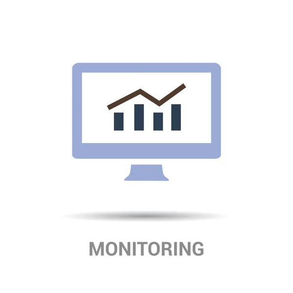 Diagrama de crecimiento en el icono del monitor de escritorio — Vector de stock