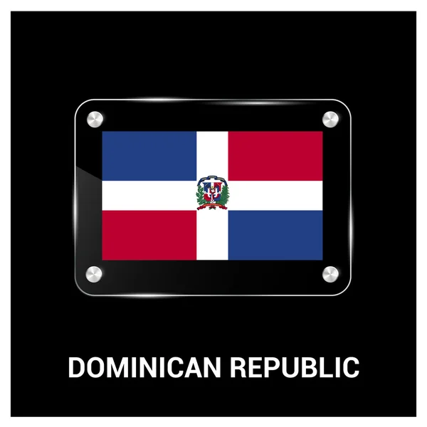 Dominikanska republiken flagga glasplatta — Stock vektor