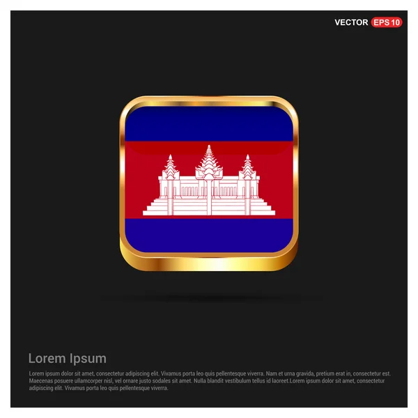 Bouton drapeau Cambodge — Image vectorielle