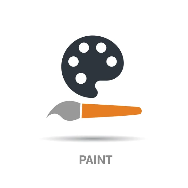 Pincel de pintura y paleta icono — Vector de stock