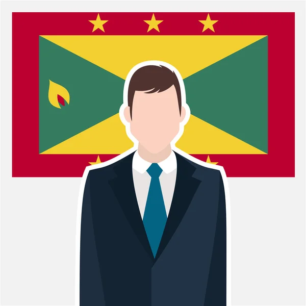 Homme d'affaires avec drapeau de Grenade — Image vectorielle