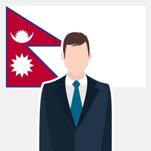 Empresario con Bandera de Nepal — Archivo Imágenes Vectoriales