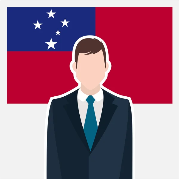 Homme d'affaires avec drapeau de Samoa — Image vectorielle