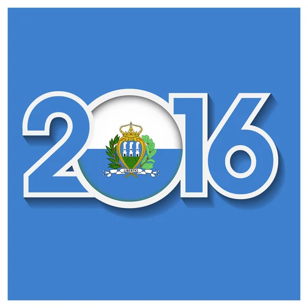 2016 year with San Marino flag — Stock Vector