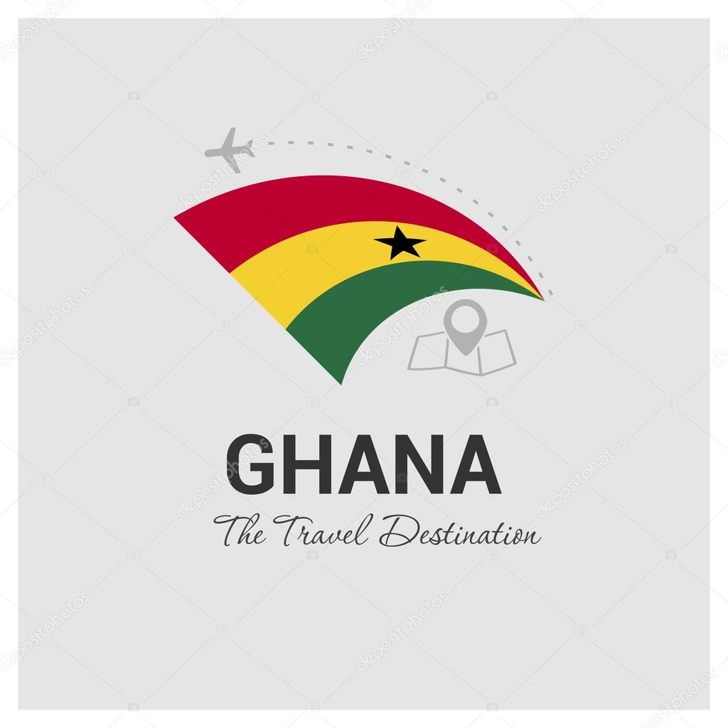 Ghana Travel Destination logo - travel company logo design - Travel and Tourism concept with country flag - vector illustration
