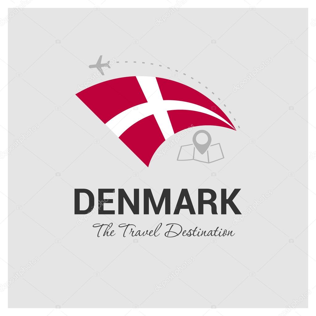 Denmark Travel Destination logo - travel company logo design - Travel and Tourism concept with country flag - vector illustration