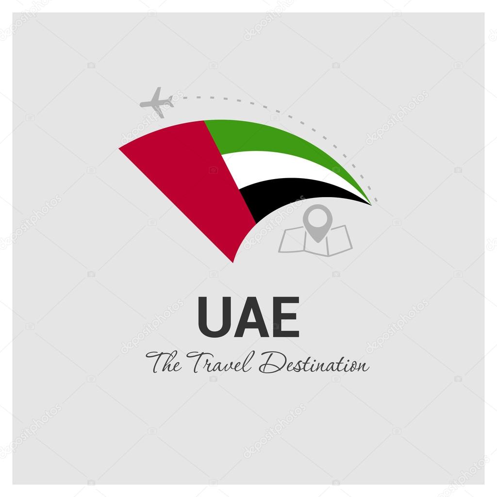 UAE Travel Destination logo - travel company logo design - Travel and Tourism concept with country flag - vector illustration